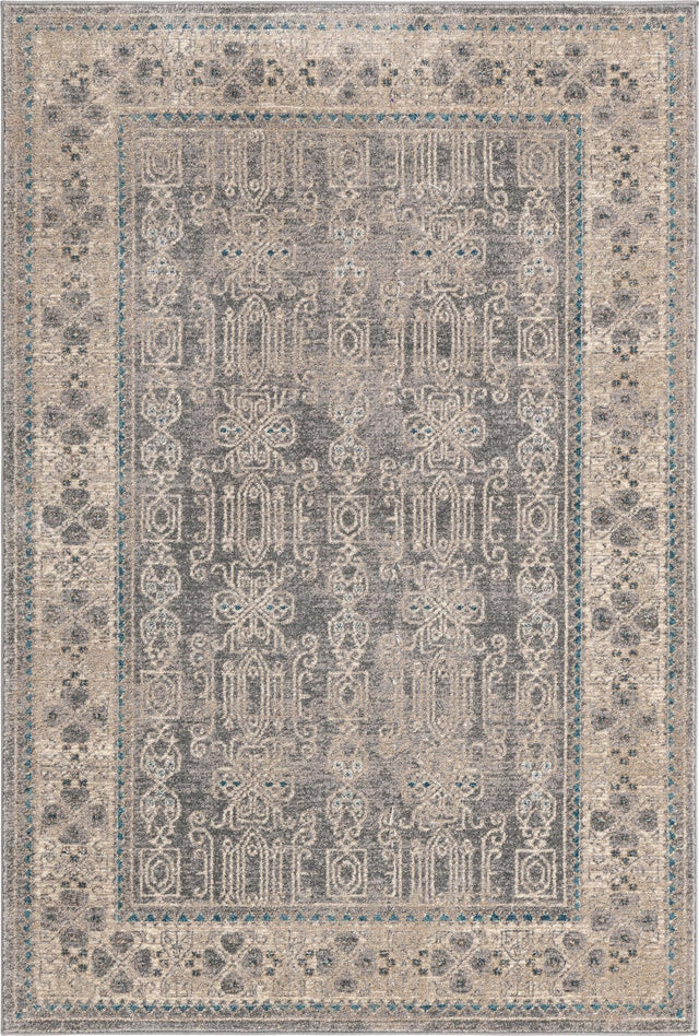 Gray 4' 1 x 6' 1 Salzburg Rectangle Area Rug Stain Resistant Easy Clean Traditional Classic Design Durable Carpet for Affordable Interior Home Decorating for Sale at Rug Engine