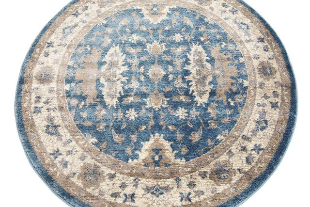 Light Blue 4' 1 x 4' 1 Salzburg Round Area Rug