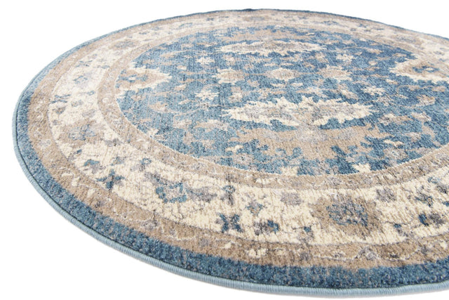 Light Blue 4' 1 x 4' 1 Salzburg Round Area Rug