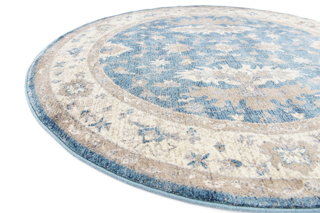 Light Blue 5' x 5' Salzburg Round Area Rug