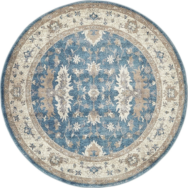 Light Blue 5' x 5' Salzburg Round Area Rug