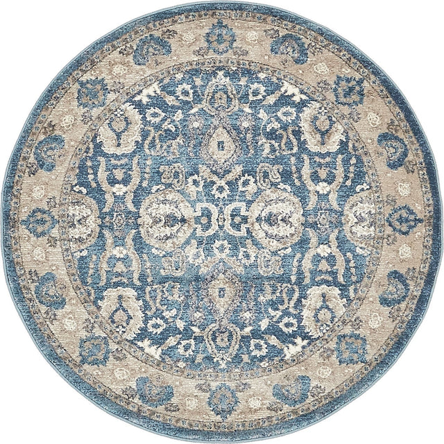 Light Blue 4' 1 x 4' 1 Salzburg Round Area Rug