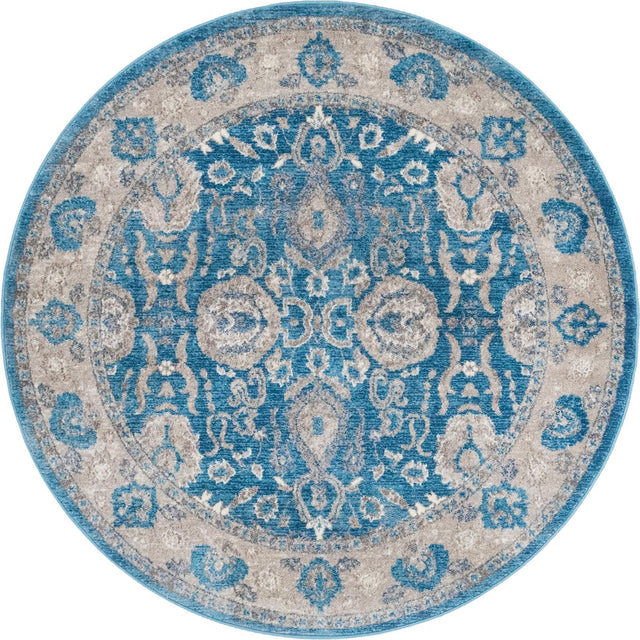 Light Blue 5' 1 x 5' 1 Salzburg Round Area Rug
