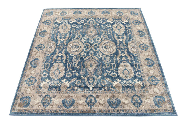 Light Blue 5' x 5' Salzburg Square Area Rug Stain Resistant Easy Clean Traditional Classic Design Durable Carpet for Affordable Interior Home Decorating for Sale at Rug Engine