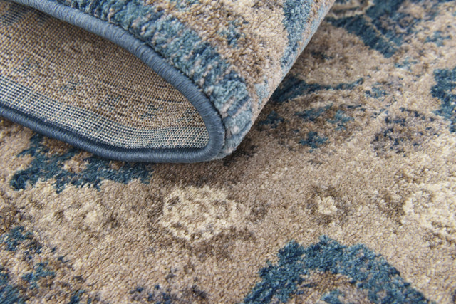 Light Blue 5' x 5' Salzburg Square Area Rug Stain Resistant Easy Clean Traditional Classic Design Durable Carpet for Affordable Interior Home Decorating for Sale at Rug Engine