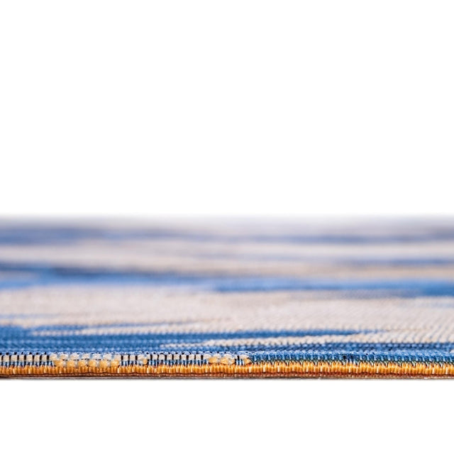 Blue 8' x 8' Outdoor Modern Round Area Rug Weather Resistant for Patio, Deck, Terrace, Balcony, Porch 100% Polypropylene Modern Outside Carpet for Sale at Rug Engine
