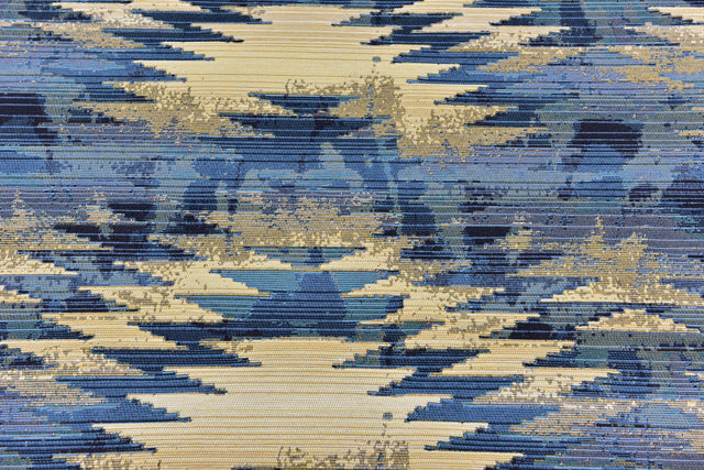 Blue 6' 1 x 6' 1 Outdoor Modern Square Area Rug Weather Resistant for Patio, Deck, Terrace, Balcony, Porch 100% Polypropylene Modern Outside Carpet for Sale at Rug Engine