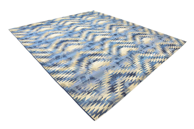 Blue 10' x 12' 2 Outdoor Modern Rectangle Area Rug Weather Resistant for Patio, Deck, Terrace, Balcony, Porch 100% Polypropylene Modern Outside Carpet for Sale at Rug Engine