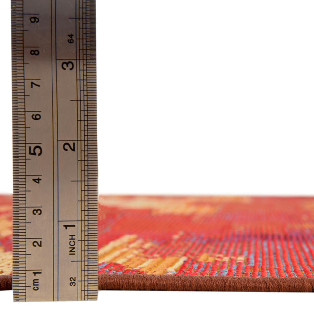 Red 2' 7 x 5' 3 Outdoor Modern Runner Area Rug Weather Resistant for Patio, Deck, Terrace, Balcony, Porch 100% Polypropylene Modern Outside Carpet for Sale at Rug Engine
