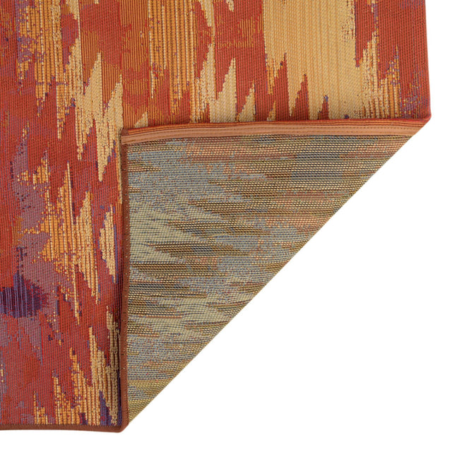 Red 2' 7 x 5' 3 Outdoor Modern Runner Area Rug Weather Resistant for Patio, Deck, Terrace, Balcony, Porch 100% Polypropylene Modern Outside Carpet for Sale at Rug Engine