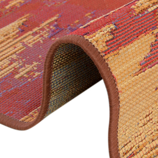 Red 2' x 6' 1 Outdoor Modern Runner Area Rug Weather Resistant for Patio, Deck, Terrace, Balcony, Porch 100% Polypropylene Modern Outside Carpet for Sale at Rug Engine