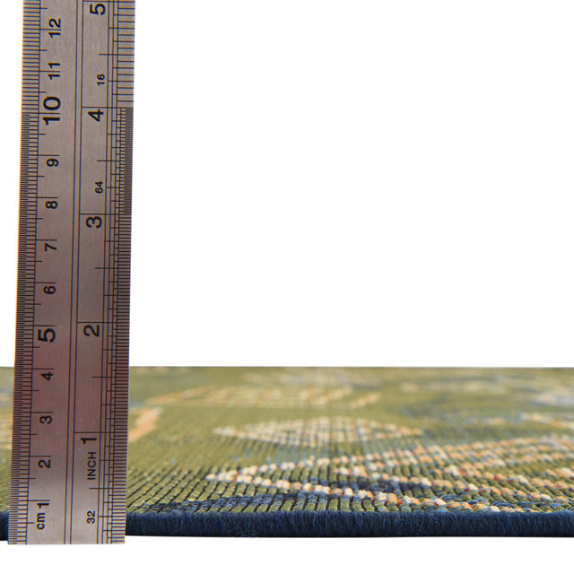 Blue 6' 1 x 6' 1 Outdoor Modern Square Area Rug Weather Resistant for Patio, Deck, Terrace, Balcony, Porch 100% Polypropylene Modern Outside Carpet for Sale at Rug Engine