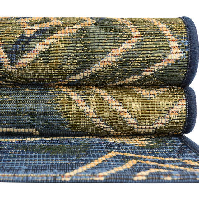 Blue 2' 2 x 3' 1 Outdoor Modern Rectangle Area Rug Weather Resistant for Patio, Deck, Terrace, Balcony, Porch 100% Polypropylene Modern Outside Carpet for Sale at Rug Engine