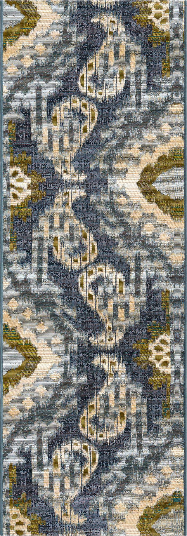 Blue 2' x 6' 1 Outdoor Modern Runner Area Rug Weather Resistant for Patio, Deck, Terrace, Balcony, Porch 100% Polypropylene Modern Outside Carpet for Sale at Rug Engine