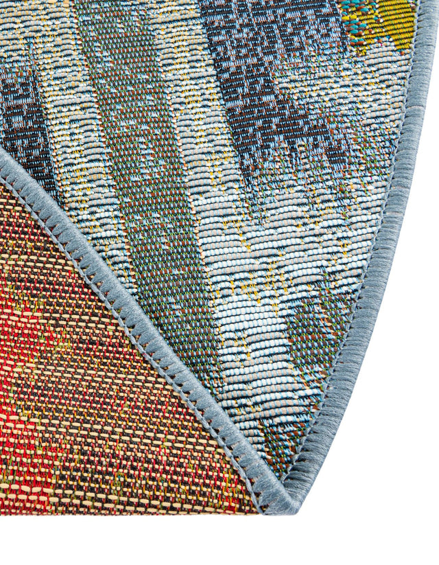 Blue 8' x 8' Outdoor Modern Round Area Rug Weather Resistant for Patio, Deck, Terrace, Balcony, Porch 100% Polypropylene Modern Outside Carpet for Sale at Rug Engine