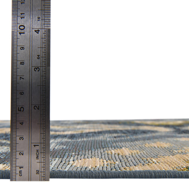 Blue 6' 1 x 6' 1 Outdoor Modern Square Area Rug Weather Resistant for Patio, Deck, Terrace, Balcony, Porch 100% Polypropylene Modern Outside Carpet for Sale at Rug Engine