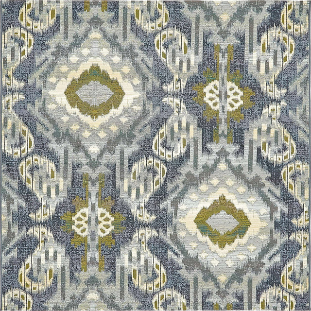 Blue 6' 1 x 6' 1 Outdoor Modern Square Area Rug Weather Resistant for Patio, Deck, Terrace, Balcony, Porch 100% Polypropylene Modern Outside Carpet for Sale at Rug Engine