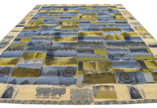 Blue 10' x 12' 2 Outdoor Modern Rectangle Area Rug Weather Resistant for Patio, Deck, Terrace, Balcony, Porch 100% Polypropylene Modern Outside Carpet for Sale at Rug Engine