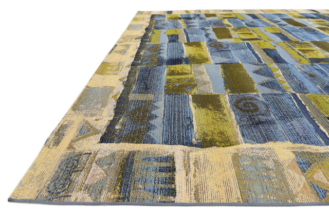 Blue 10' x 12' 2 Outdoor Modern Rectangle Area Rug Weather Resistant for Patio, Deck, Terrace, Balcony, Porch 100% Polypropylene Modern Outside Carpet for Sale at Rug Engine