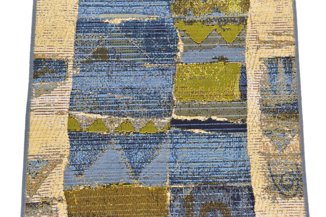 Blue 2' x 6' 1 Outdoor Modern Runner Area Rug Weather Resistant for Patio, Deck, Terrace, Balcony, Porch 100% Polypropylene Modern Outside Carpet for Sale at Rug Engine