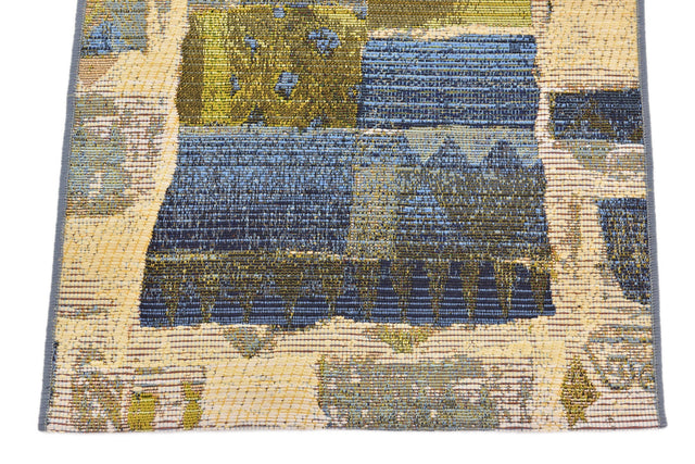 Blue 2' x 6' 1 Outdoor Modern Runner Area Rug Weather Resistant for Patio, Deck, Terrace, Balcony, Porch 100% Polypropylene Modern Outside Carpet for Sale at Rug Engine
