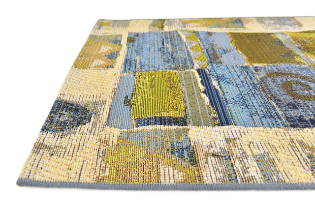Blue 2' x 6' 1 Outdoor Modern Runner Area Rug Weather Resistant for Patio, Deck, Terrace, Balcony, Porch 100% Polypropylene Modern Outside Carpet for Sale at Rug Engine