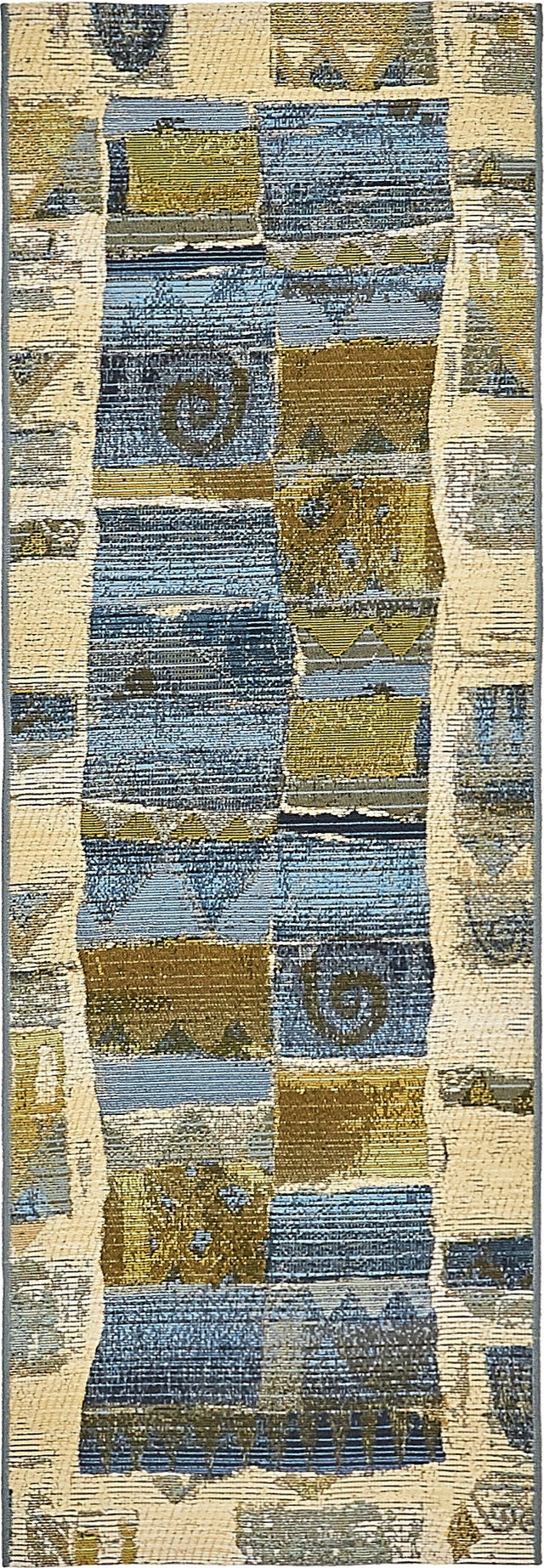 Blue 2' x 6' 1 Outdoor Modern Runner Area Rug Weather Resistant for Patio, Deck, Terrace, Balcony, Porch 100% Polypropylene Modern Outside Carpet for Sale at Rug Engine