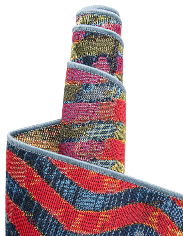 Multicolor 5' 3 x 8' Outdoor Modern Rectangle Area Rug Weather Resistant for Patio, Deck, Terrace, Balcony, Porch 100% Polypropylene Modern Outside Carpet for Sale at Rug Engine