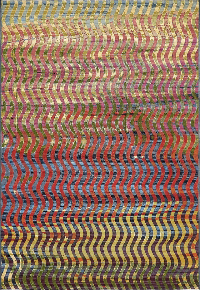 Multicolor 5' 3 x 8' Outdoor Modern Rectangle Area Rug Weather Resistant for Patio, Deck, Terrace, Balcony, Porch 100% Polypropylene Modern Outside Carpet for Sale at Rug Engine