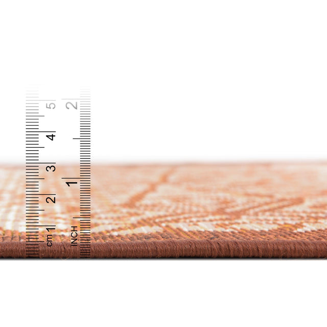 Beige and Terracotta 2' 7 x 5' 3 Outdoor Trellis Runner Area Rug Weather Resistant for Patio, Deck, Terrace, Balcony, Porch Geometric Design Water Safe Outside Carpet for Sale at Rug Engine