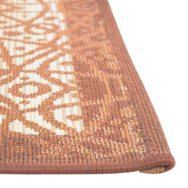 Beige and Terracotta 2' 7 x 5' 3 Outdoor Trellis Runner Area Rug Weather Resistant for Patio, Deck, Terrace, Balcony, Porch Geometric Design Water Safe Outside Carpet for Sale at Rug Engine