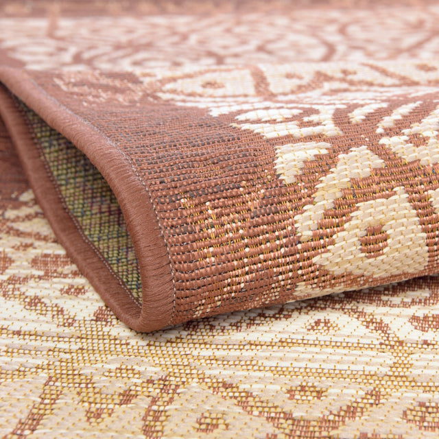 Beige and Terracotta 10' x 12' 2 Outdoor Trellis Rectangle Area Rug Weather Resistant for Patio, Deck, Terrace, Balcony, Porch Geometric Design Water Safe Outside Carpet for Sale at Rug Engine