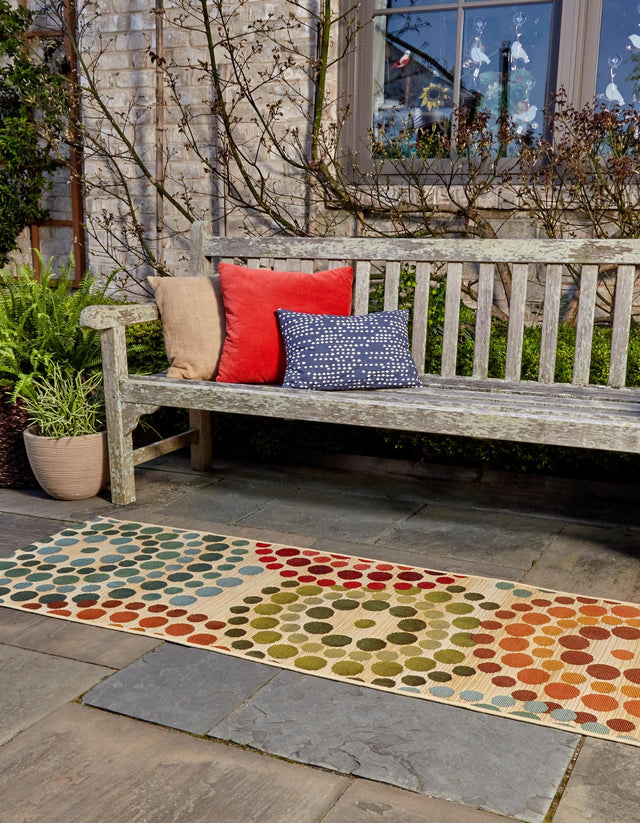 Beige 2' x 4' 1 Outdoor Modern Runner Area Rug Weather Resistant for Patio, Deck, Terrace, Balcony, Porch 100% Polypropylene Modern Outside Carpet for Sale at Rug Engine