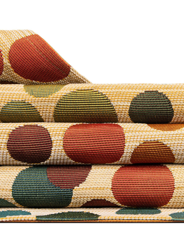 Beige 2' 7 x 11' Outdoor Modern Runner Area Rug Weather Resistant for Patio, Deck, Terrace, Balcony, Porch 100% Polypropylene Modern Outside Carpet for Sale at Rug Engine