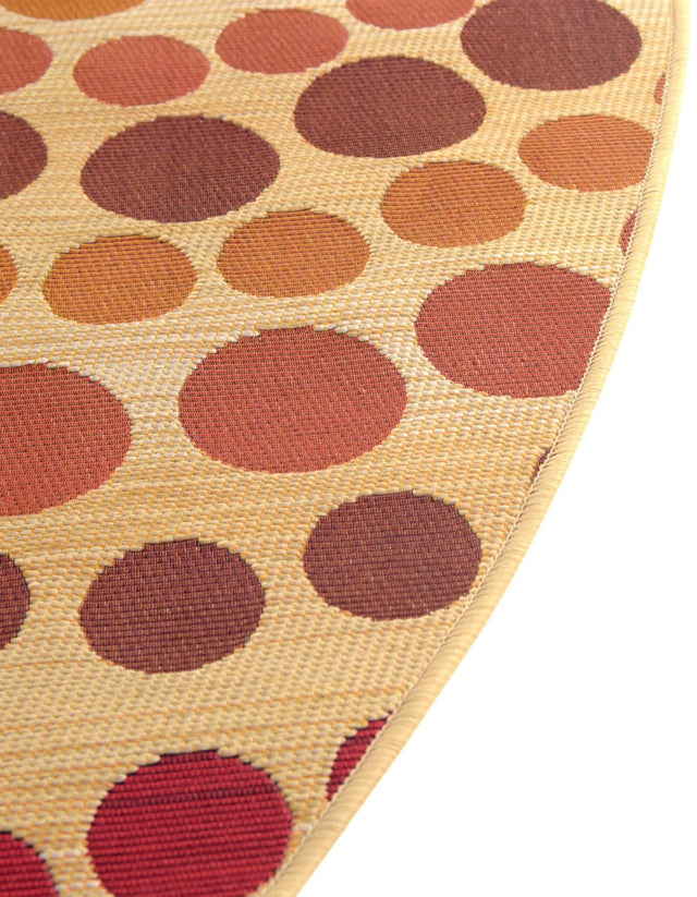 Beige 5' 1 x 5' 1 Outdoor Modern Round Area Rug Weather Resistant for Patio, Deck, Terrace, Balcony, Porch 100% Polypropylene Modern Outside Carpet for Sale at Rug Engine