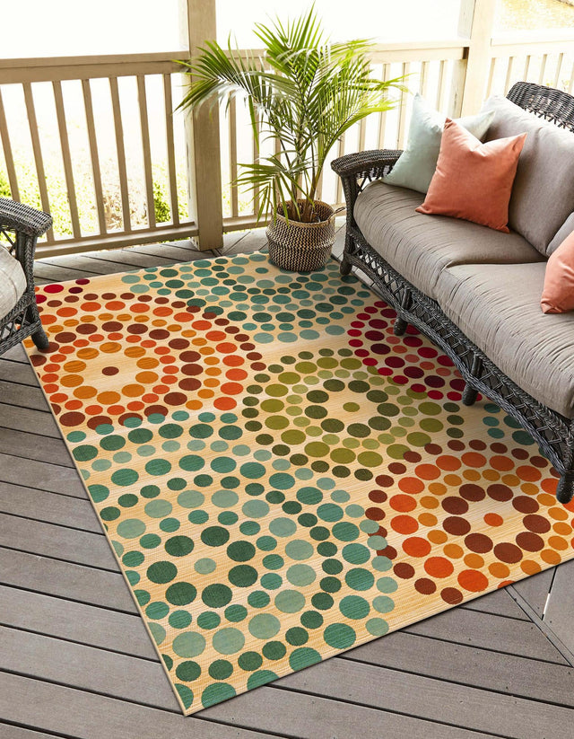 Beige 2' 2 x 3' 1 Outdoor Modern Rectangle Area Rug Weather Resistant for Patio, Deck, Terrace, Balcony, Porch 100% Polypropylene Modern Outside Carpet for Sale at Rug Engine