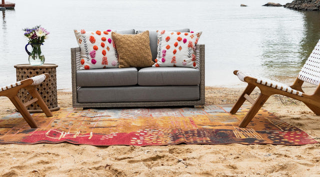 Multicolor 8' x 11' 4 Outdoor Modern Rectangle Area Rug Weather Resistant for Patio, Deck, Terrace, Balcony, Porch 100% Polypropylene Modern Outside Carpet for Sale at Rug Engine