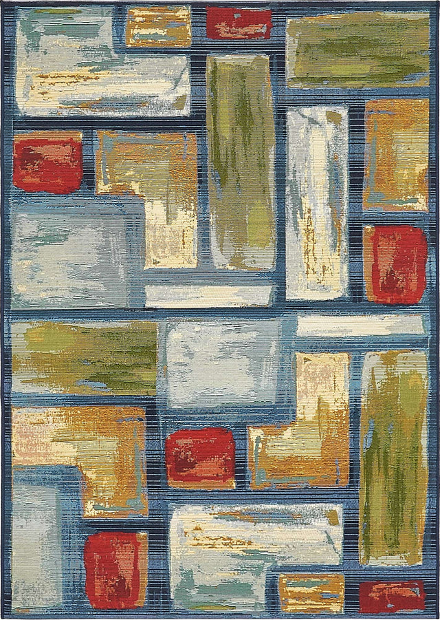 Multicolor 4' 1 x 6' 1 Outdoor Modern Rectangle Area Rug Weather Resistant for Patio, Deck, Terrace, Balcony, Porch 100% Polypropylene Modern Outside Carpet for Sale at Rug Engine