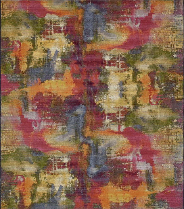 Multicolor 10' x 12' 2 Outdoor Modern Rectangle Area Rug Weather Resistant for Patio, Deck, Terrace, Balcony, Porch 100% Polypropylene Modern Outside Carpet for Sale at Rug Engine