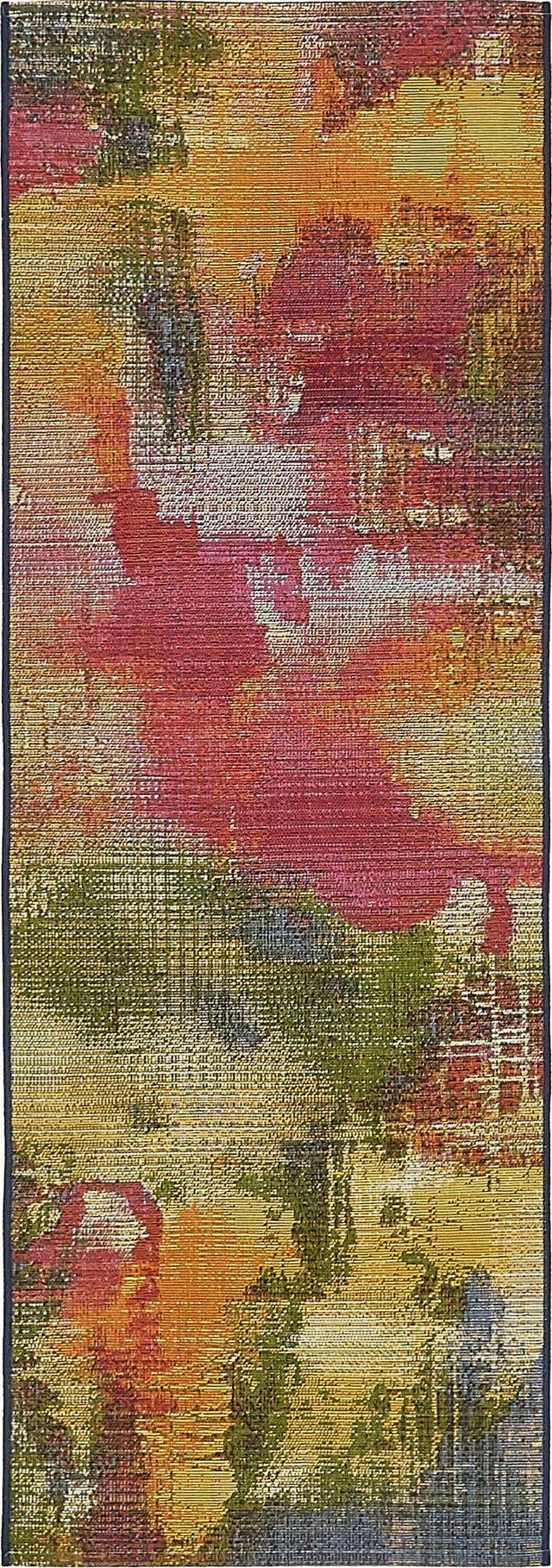 Multicolor 2' x 6' 1 Outdoor Modern Runner Area Rug Weather Resistant for Patio, Deck, Terrace, Balcony, Porch 100% Polypropylene Modern Outside Carpet for Sale at Rug Engine