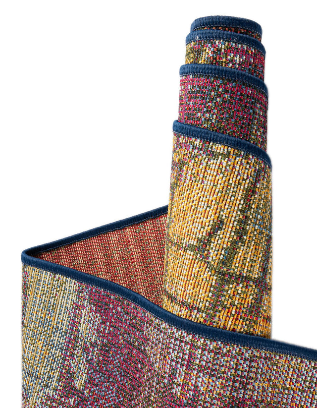 Multicolor 6' 1 x 6' 1 Outdoor Modern Square Area Rug Weather Resistant for Patio, Deck, Terrace, Balcony, Porch 100% Polypropylene Modern Outside Carpet for Sale at Rug Engine