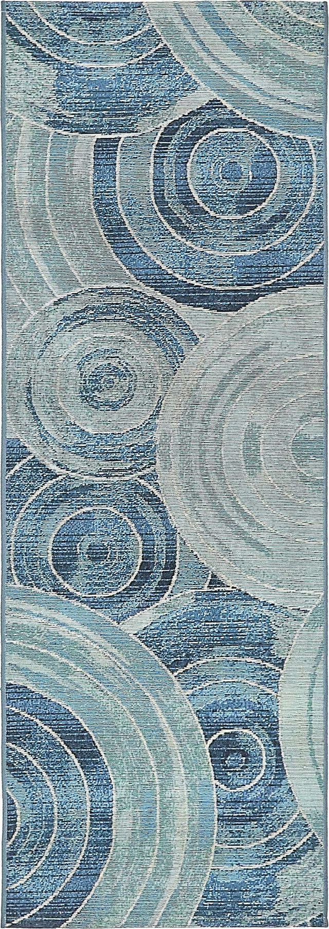 Light Blue 2' x 6' 1 Outdoor Modern Runner Area Rug Weather Resistant for Patio, Deck, Terrace, Balcony, Porch 100% Polypropylene Modern Outside Carpet for Sale at Rug Engine
