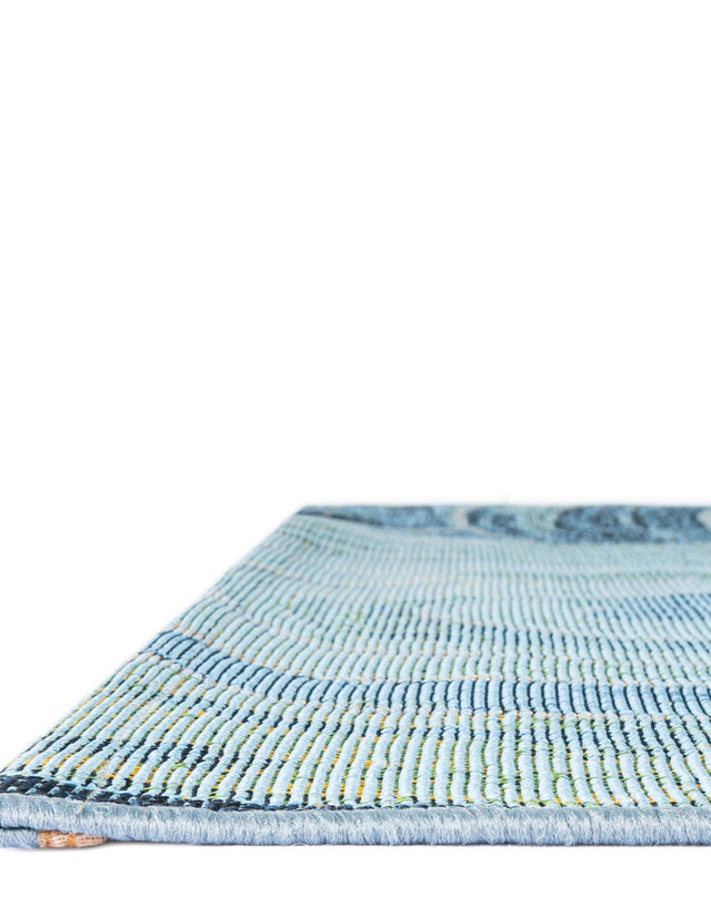 Light Blue 6' 1 x 6' 1 Outdoor Modern Square Area Rug Weather Resistant for Patio, Deck, Terrace, Balcony, Porch 100% Polypropylene Modern Outside Carpet for Sale at Rug Engine