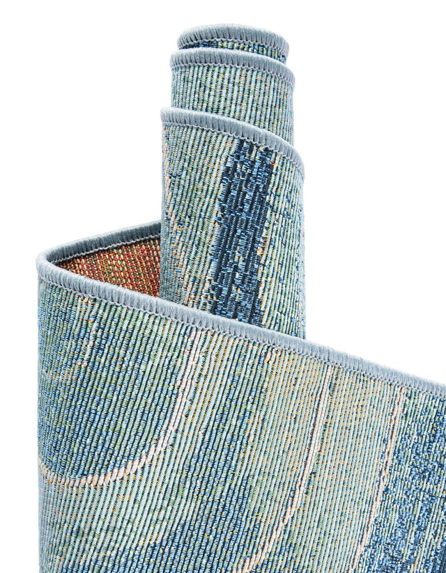 Light Blue 6' 1 x 6' 1 Outdoor Modern Square Area Rug Weather Resistant for Patio, Deck, Terrace, Balcony, Porch 100% Polypropylene Modern Outside Carpet for Sale at Rug Engine