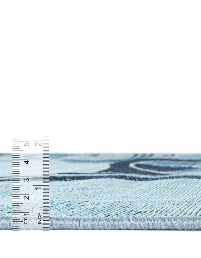 Light Blue 2' 2 x 3' 1 Outdoor Modern Rectangle Area Rug Weather Resistant for Patio, Deck, Terrace, Balcony, Porch