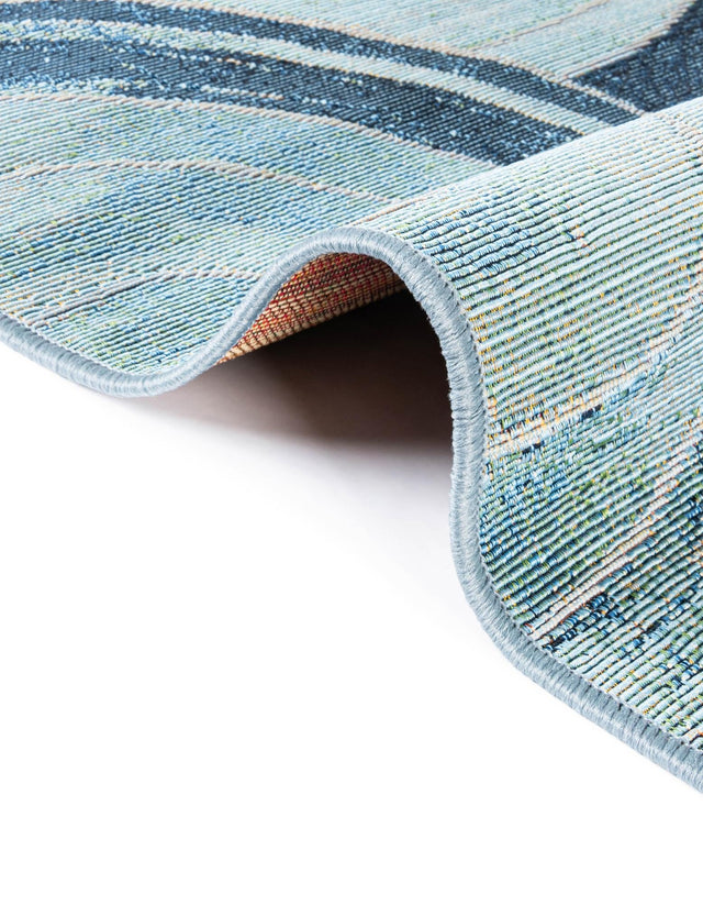 Light Blue 5' 3 x 8' Outdoor Modern Rectangle Area Rug Weather Resistant for Patio, Deck, Terrace, Balcony, Porch 100% Polypropylene Modern Outside Carpet for Sale at Rug Engine