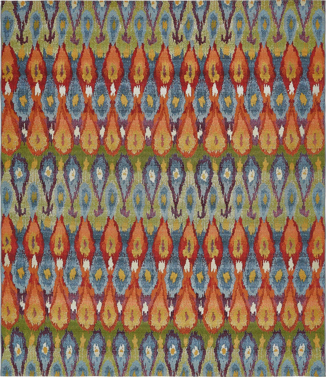 Multicolor 10' x 12' 2 Outdoor Modern Rectangle Area Rug Weather Resistant for Patio, Deck, Terrace, Balcony, Porch 100% Polypropylene Modern Outside Carpet for Sale at Rug Engine