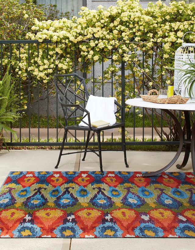 Multicolor 10' x 10' Outdoor Modern Square Area Rug Weather Resistant for Patio, Deck, Terrace, Balcony, Porch 100% Polypropylene Modern Outside Carpet for Sale at Rug Engine