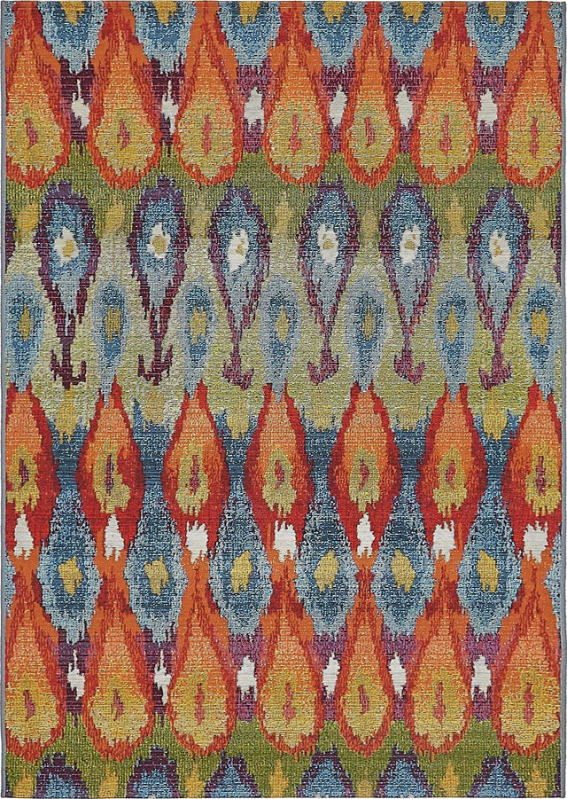 Multicolor 4' 1 x 6' 1 Outdoor Modern Rectangle Area Rug Weather Resistant for Patio, Deck, Terrace, Balcony, Porch 100% Polypropylene Modern Outside Carpet for Sale at Rug Engine