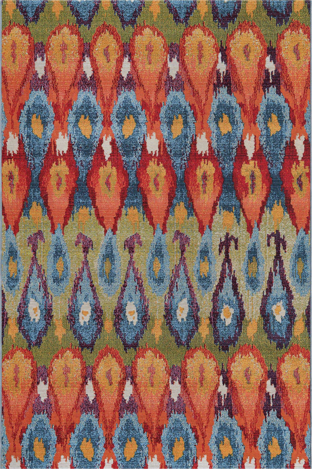 Multicolor 5' 3 x 8' Outdoor Modern Rectangle Area Rug Weather Resistant for Patio, Deck, Terrace, Balcony, Porch 100% Polypropylene Modern Outside Carpet for Sale at Rug Engine